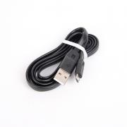 Кабел USB 2.0 A - Micro USB B, силиконов, лентов, високоскоростен, черен, 1 метър