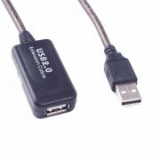 Кабел USB 2.0 удължител, усилва сигнала, USB A мъжки - USB A женски, силиконов, 5метра
