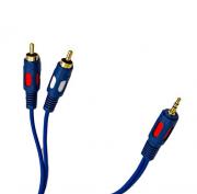 Аудио кабел Stereo Jack 3.5mm - 2RCA, син, 3метра