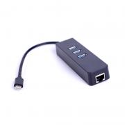 USB хъб 3 порта, USB 3.1 TYPE C и LAN /RJ45 Ethernet порт адаптер, черен