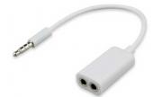 Аудио кабел разклонител Stereo Jack 3.5mm 4pin мъжки - 2 x 3.5mm женски, 0.15 метра
