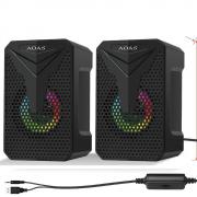 Компютърни колонки 2.0 USB Е-005, RGB подсветка, черни