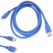 Кабел USB A мъжки - USB 3.0 Micro B мъжки, син, 1.8метра