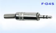 Конектор F-045, Stereo jack 3.5mm мъжки, за монтаж към кабел, метален, сребрист
