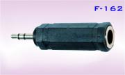 Конектор F-162, преход Stereo jack 3.5mm мъжки - Stereo jack 6.3mm женски, пластмасов, черен