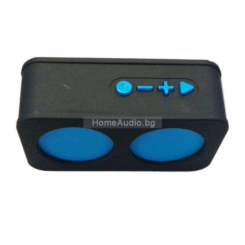 Bluetooth колонка  A2, FM радио, литиево-йонна батерия, слот за USB/micro SD CARD/AUX, Черен/Син