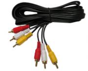 Аудио видео кабел чинчове, 3RCA, 3метра, черен