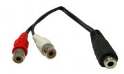 Аудио кабел Stereo Jack 3.5mm женски - 2RCA женски, 0.2метра