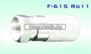 Конектор F-615, F CONNECTOR женски, за кримпване към коаксиален кабел RG11, метален