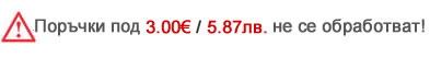 Минималната стойност за сума нето на поръчка е 3.00€ = 5.87лв.  